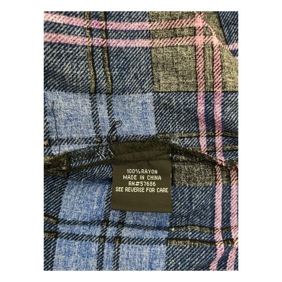 Paper Tee 3X Blue Womens Plus Blouse Plaid Off-Shoulder Button-Up Top Tie-Sleeve - Picture 8 of 11